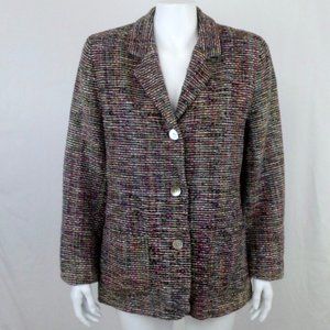 Appleseed's Blazer Jacket 16P Multicolor Silk Cotton Blend Tweed